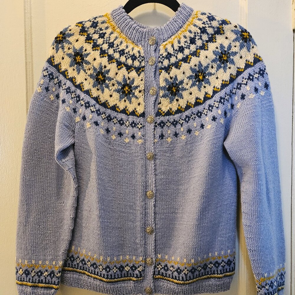 Women's Blue Patterned Cardigan